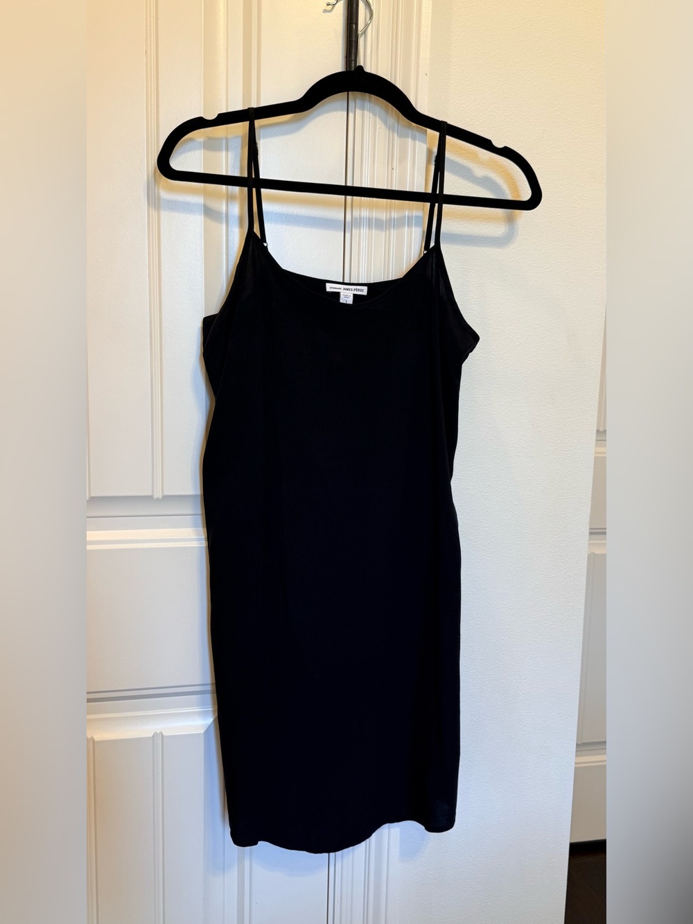 James Perse Black Mini Slip Dress with Spaghetti Straps